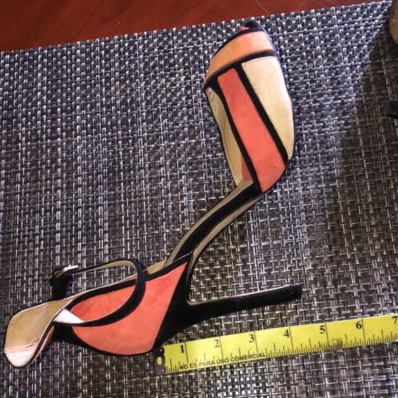 Prwnd Zara basic stiletto suede peach light orange and black sz 8.Heel 4.5 “ - Picture 8 of 9